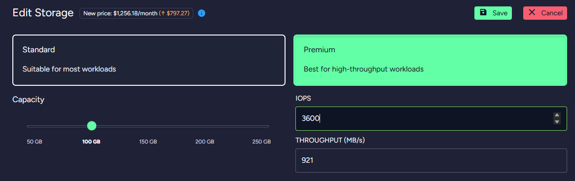 Figure 6 - Customized IOPS on AWS Premium Disks