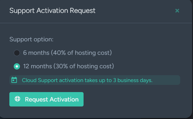 &quot;Figure 5 - Support Activation Request Form&quot;