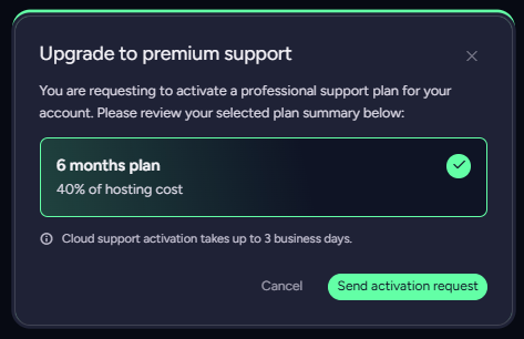 Upgrade to premium support: 6 months plan