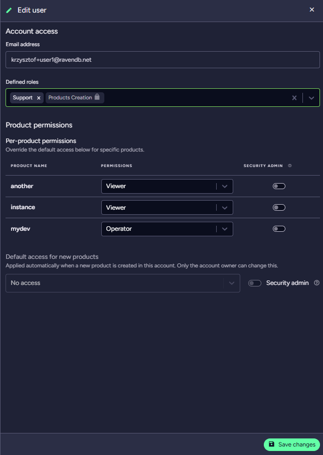 Users &amp; Access - Edit a user