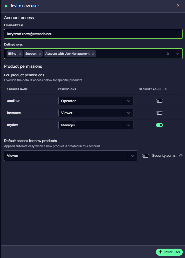 Users &amp; Access - Invite a user
