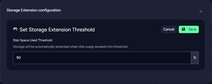 Automatic Storage Extension Edit Configuration