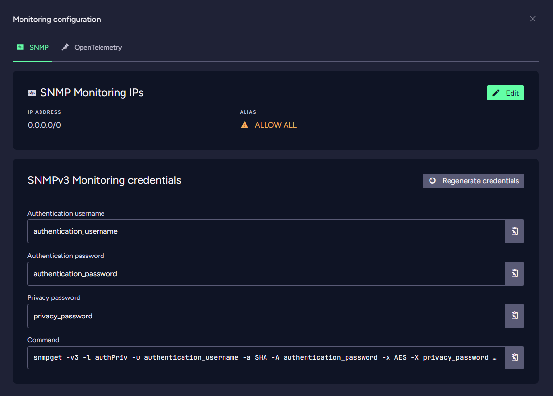 &quot;Monitoring Configuration View SNMP&quot;