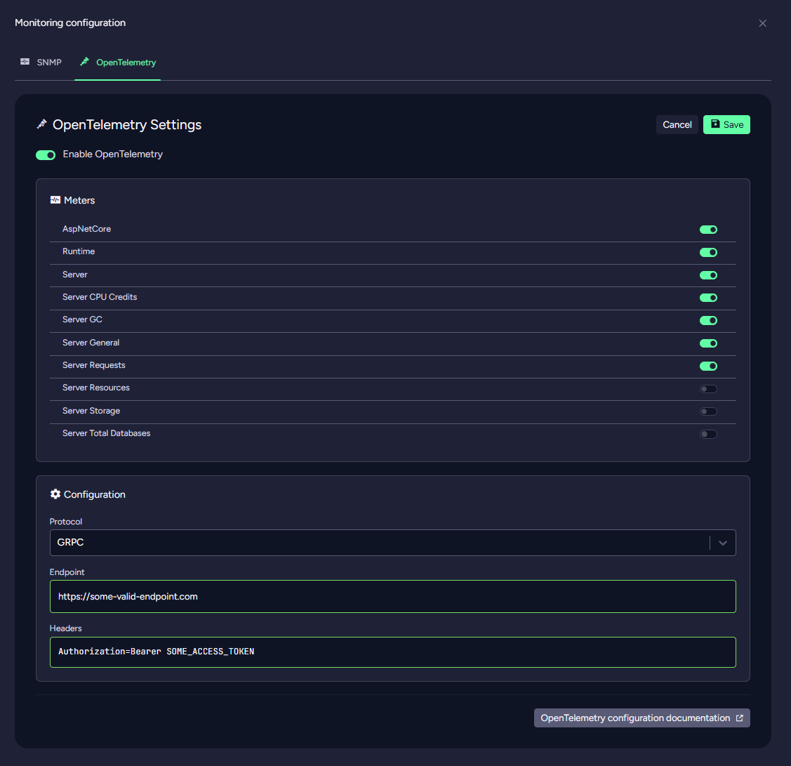"Edit OpenTelemetry"