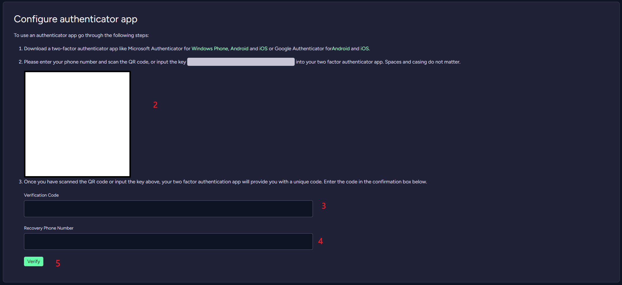 "Configure authenticator app"