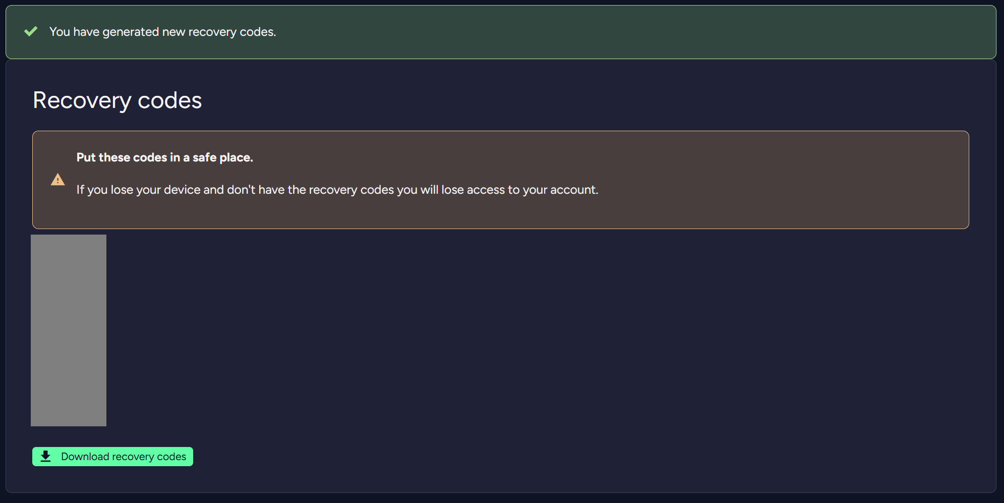 "MFA recovery codes"