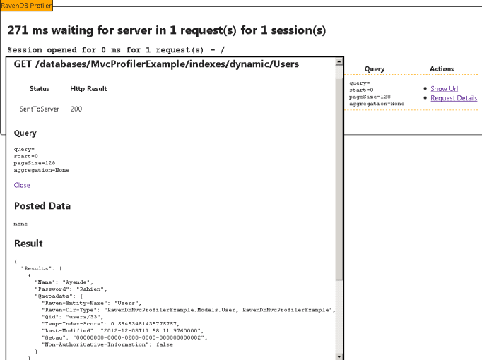 Figure 2 Request Details in RavenProfiler