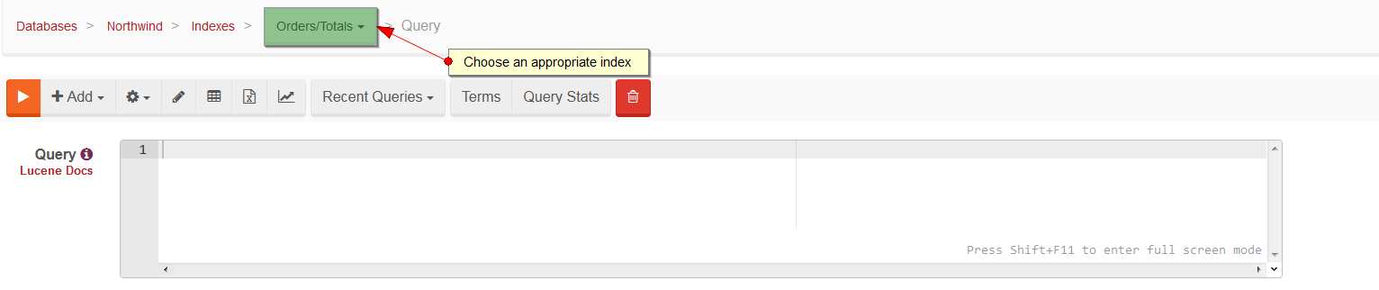 Figure 2. Studio. Querying Static Index.