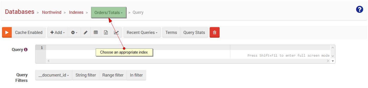 Figure 3. Studio. Querying Static Index.