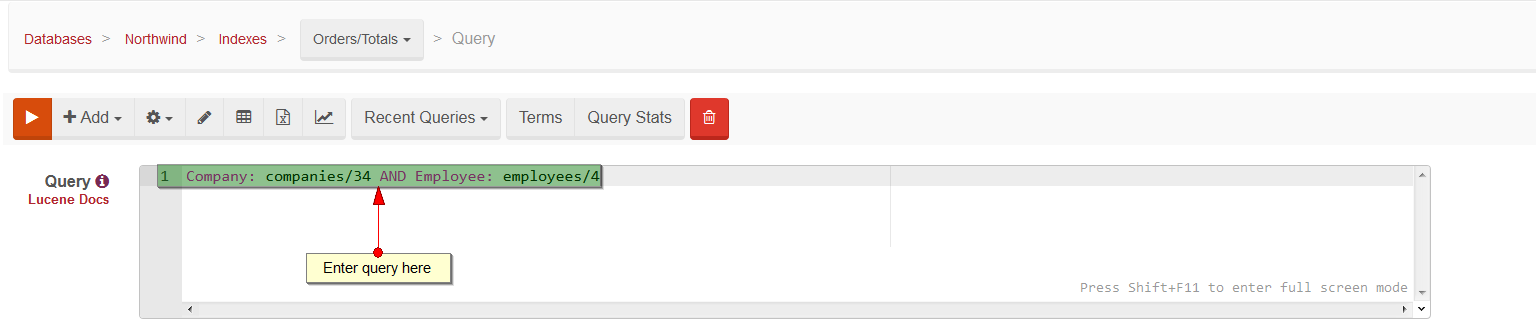 Figure 3. Studio. Querying Static Index.