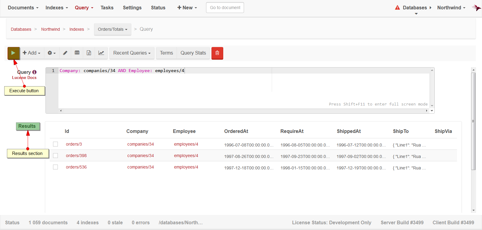 Figure 4. Studio. Querying Static Index.