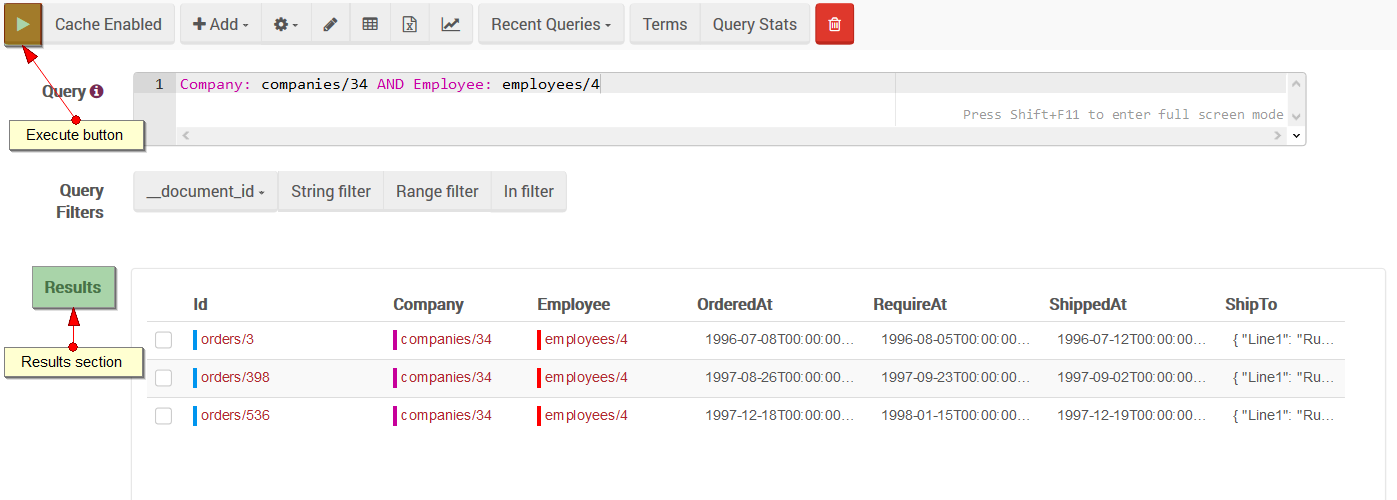 Figure 5. Studio. Querying Static Index.