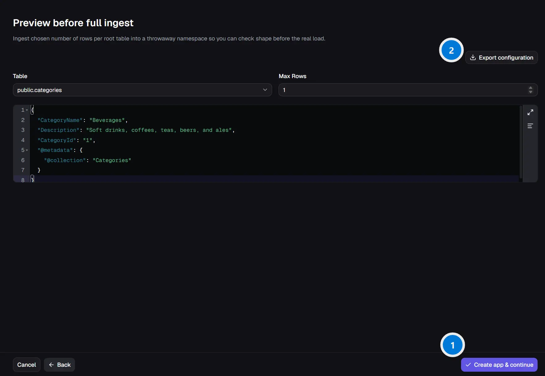 Preview step before the full ingest