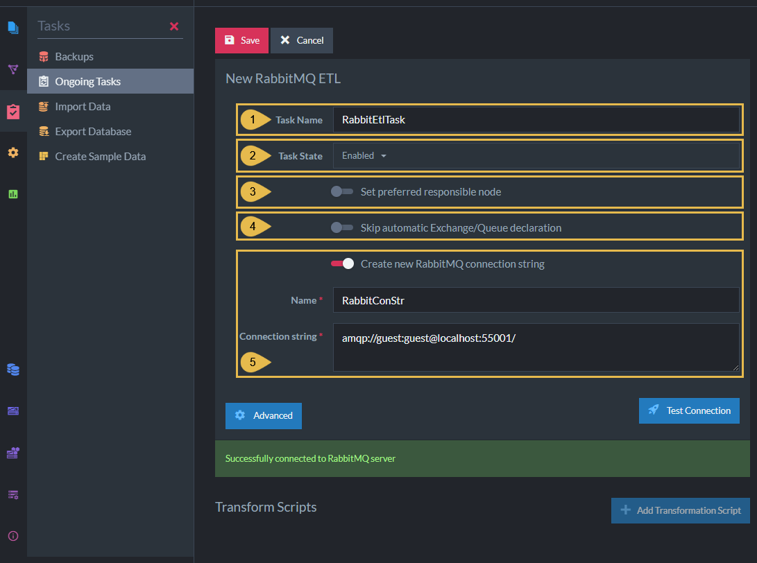 Define RabbitMQ ETL Task