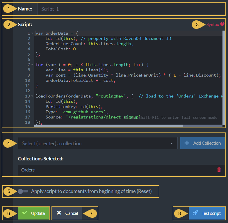 Add or Edit Transform Script