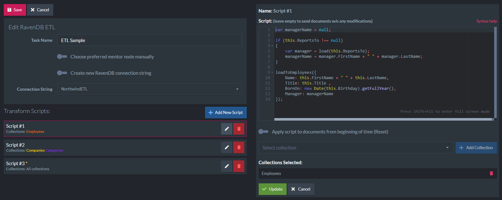 Figure 1. Configure RavenDB ETL task