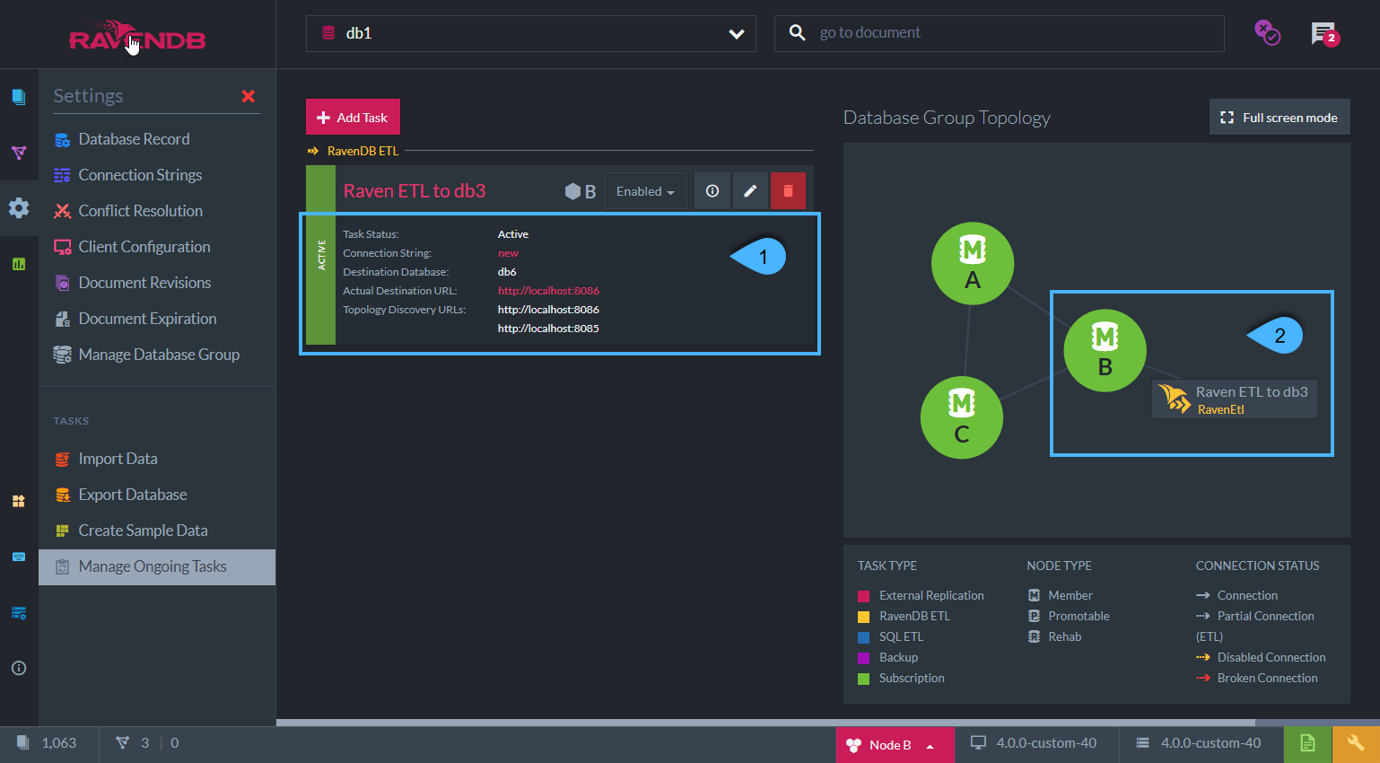Figure 3. RavenDB ETL Task - Task List View