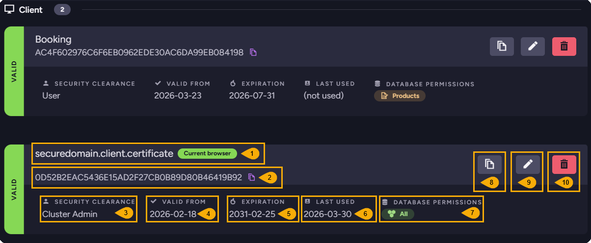 Client Certificate Settings