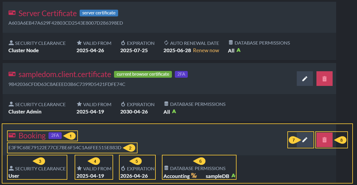 Client Certificate Settings
