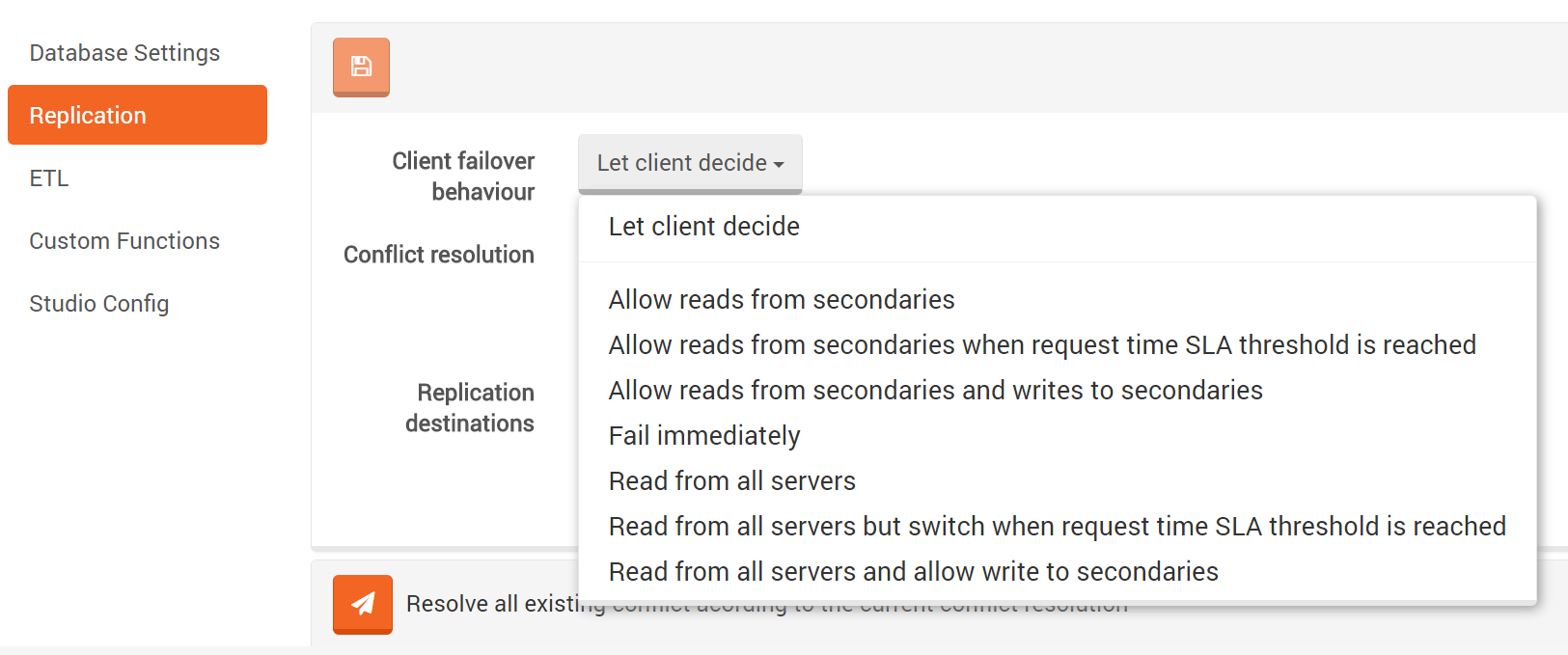 Setting up default client configuration on server