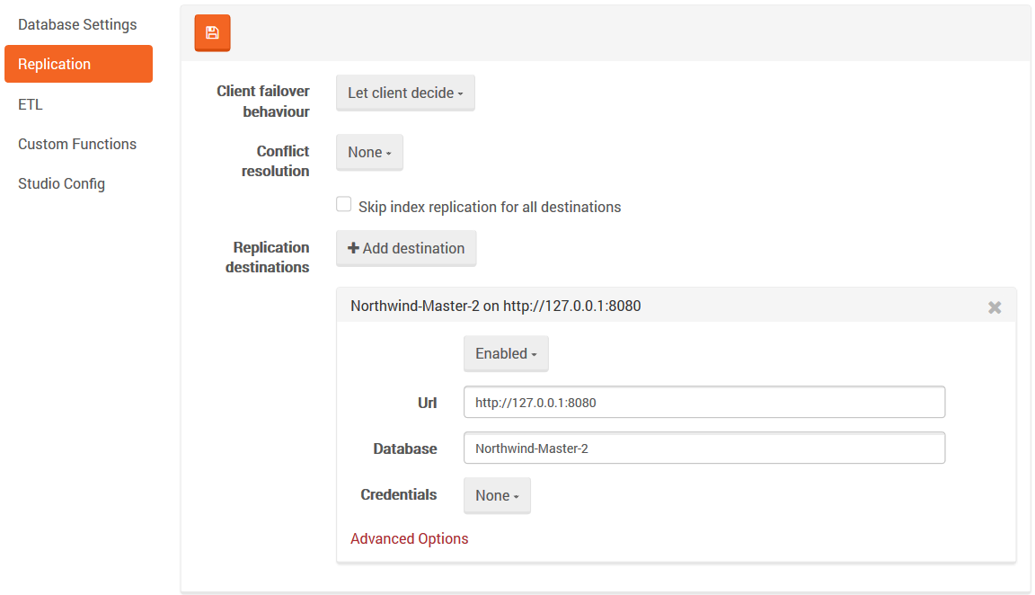 Figure 7. Studio. Replication. Master. Setup Replication.