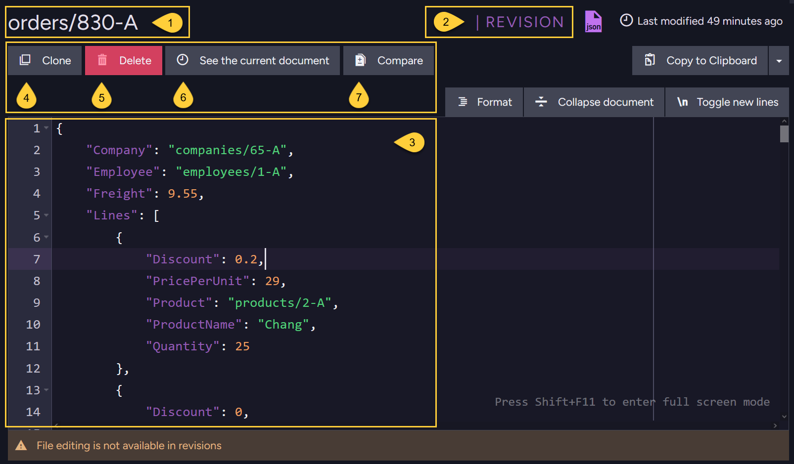 View the revision content