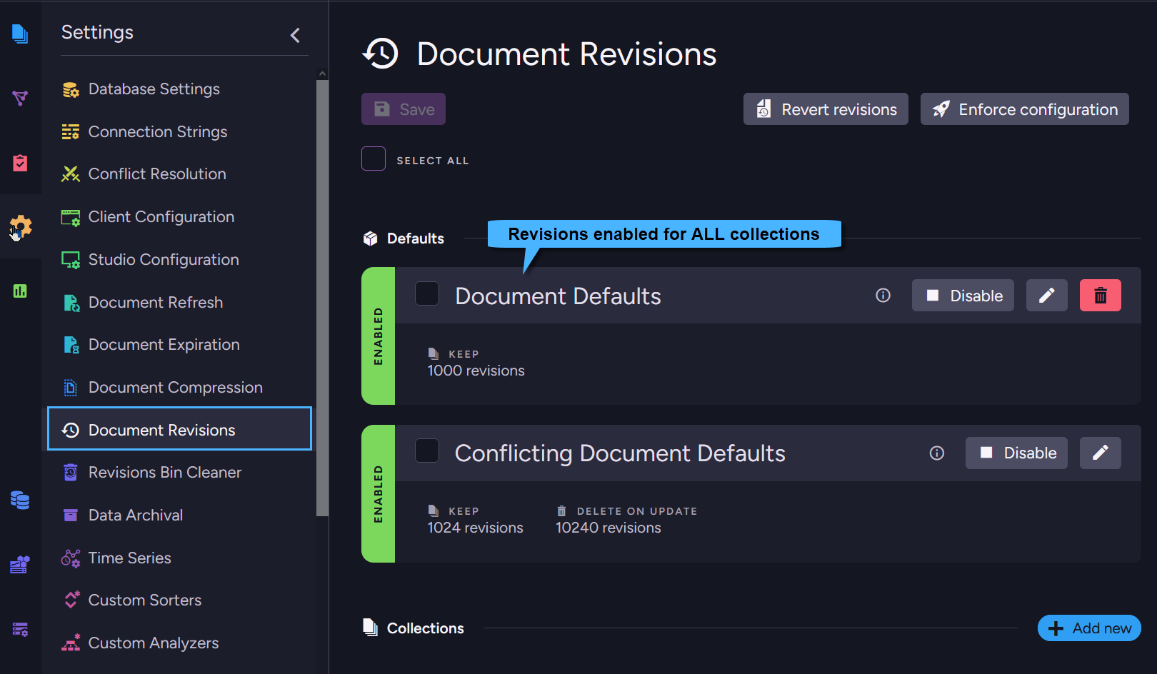 Enable Revisions for the Users Collection