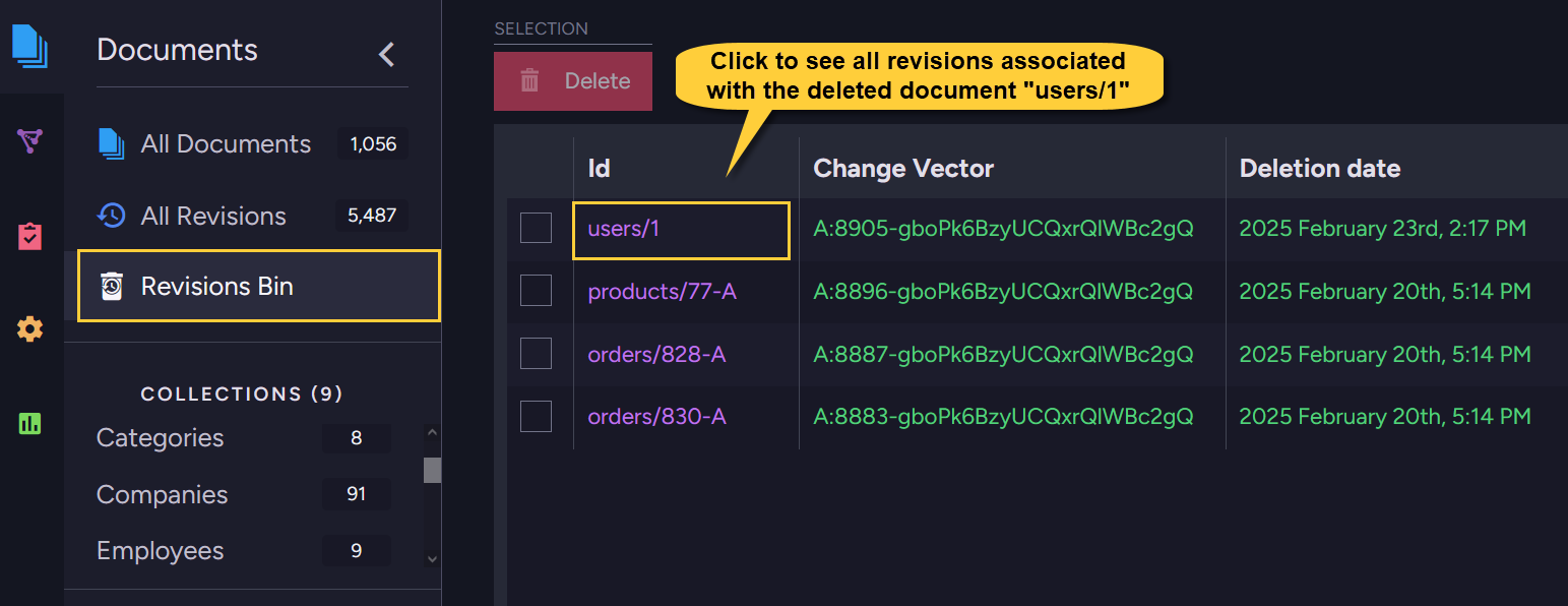 Revisions Bin