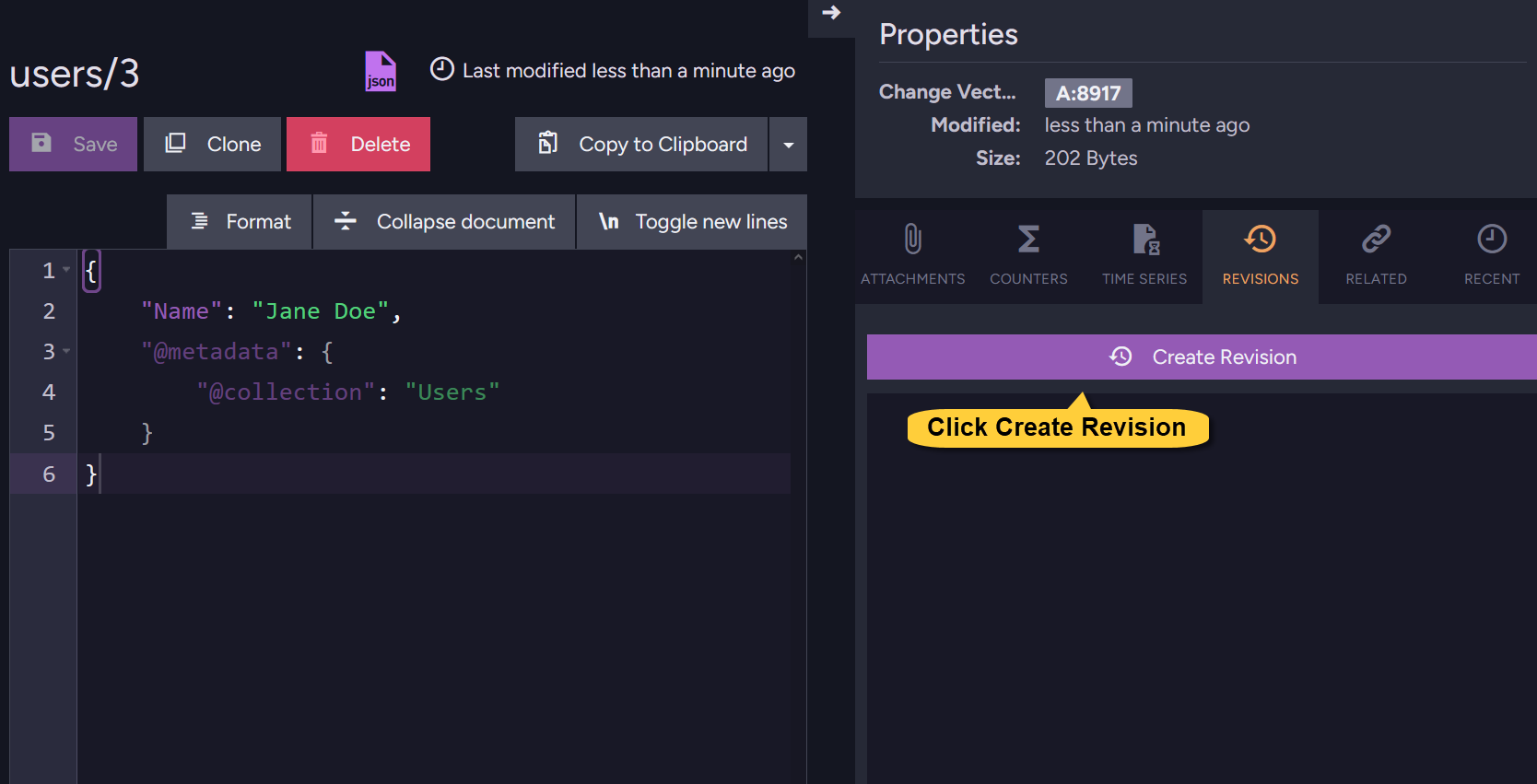 Create a revision manually