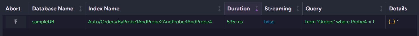 A query served by an auto index