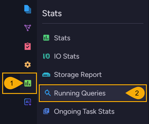 Running Queries in the Stats menu