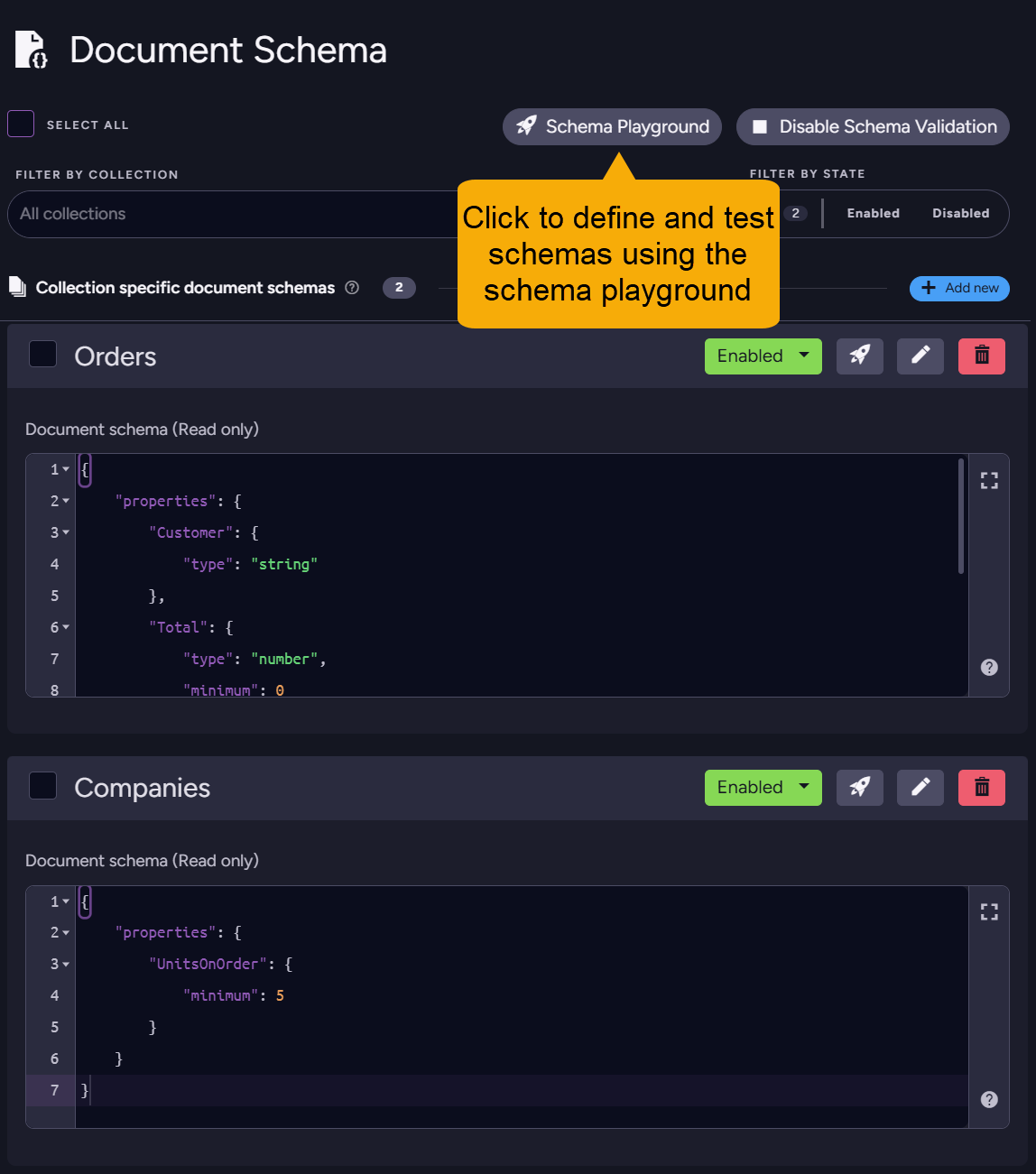 Document Schema view