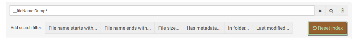 Figure 3. Studio. Search view. Reset Index