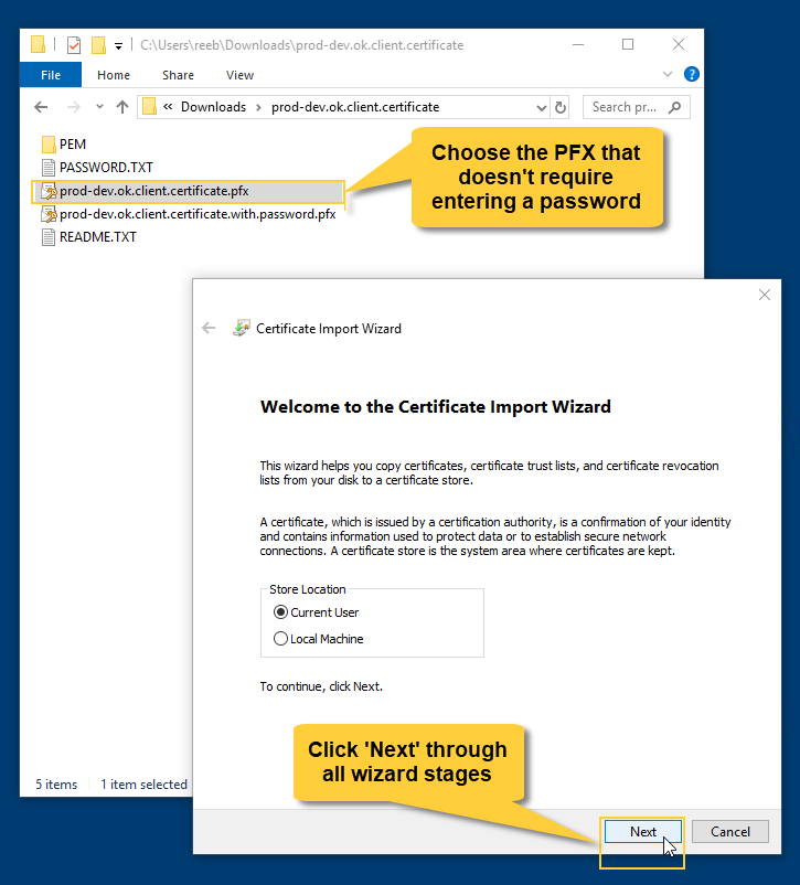 &quot;Certificate Import Wizard&quot;