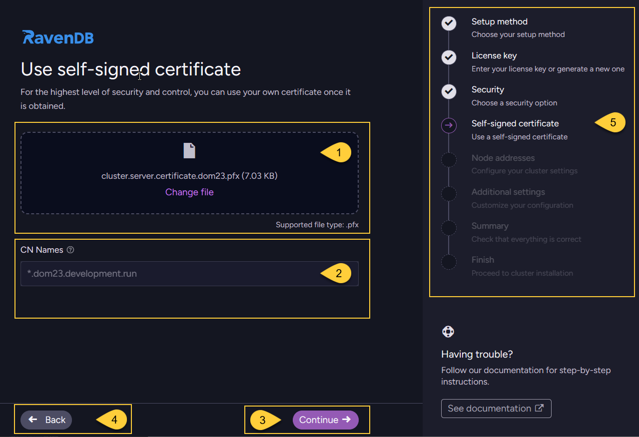 Use self-signed certificate