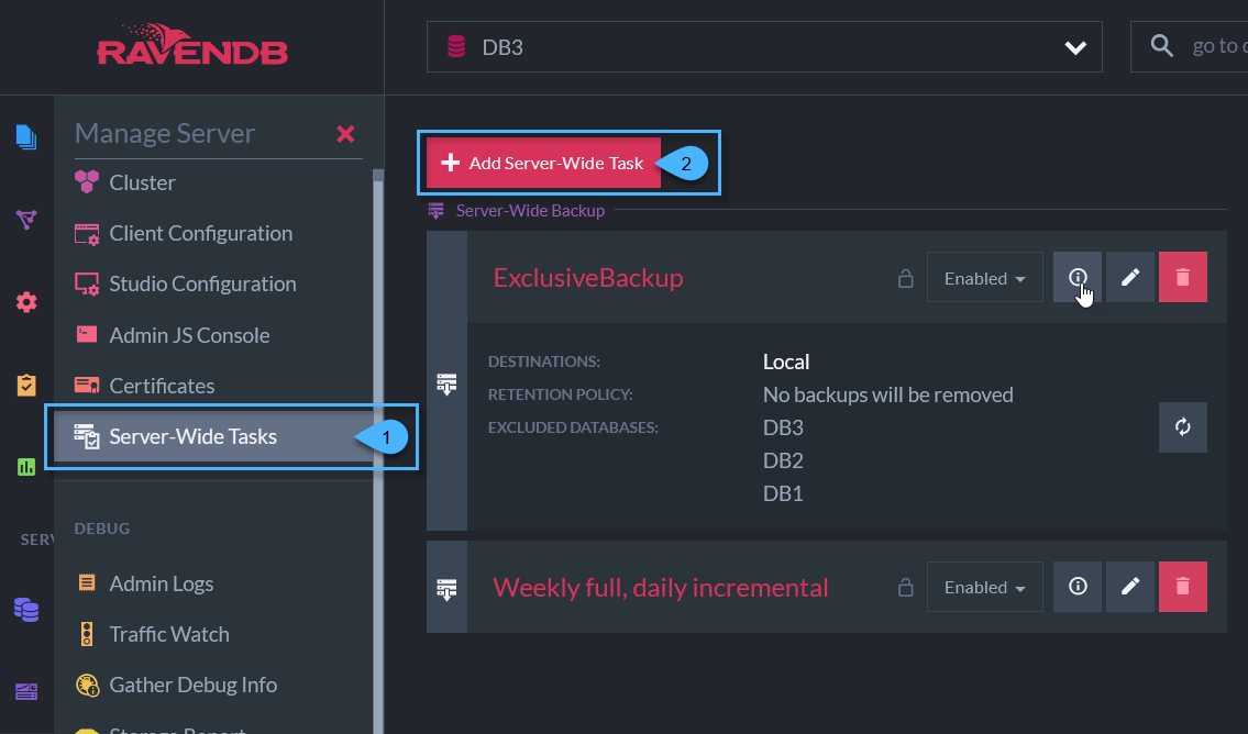 Figure 2. Add Server-Wide Backup Task