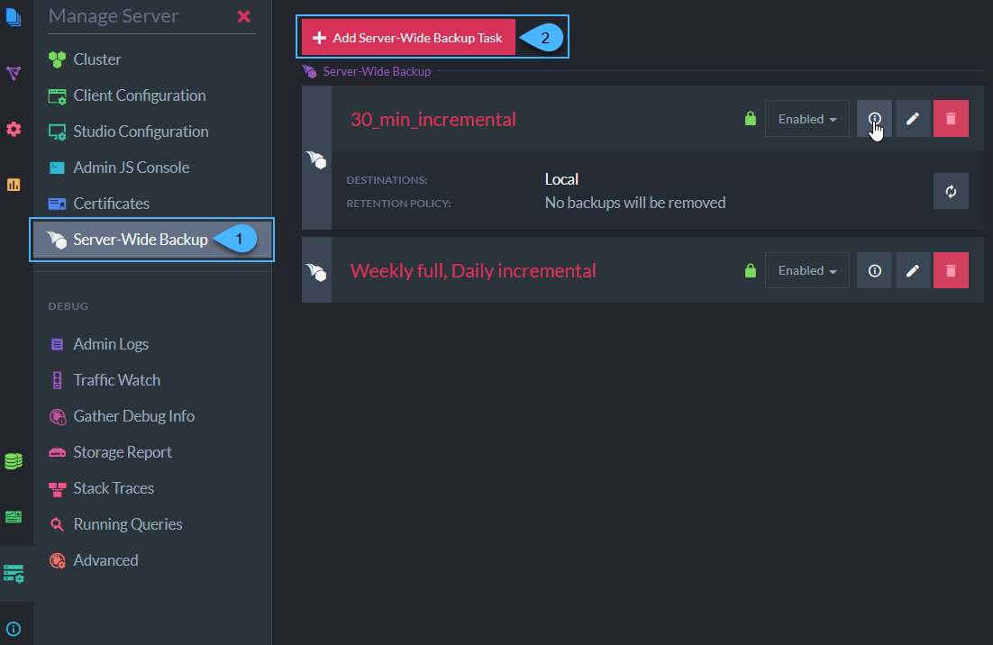 Figure 2. Add Server-Wide Backup Task
