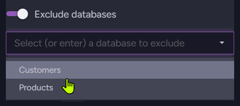 Exclude database