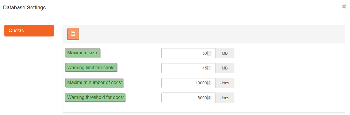 Figure 1. Settings. Quotas.