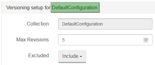 Figure 1. Settings. Versioning. Default Options.