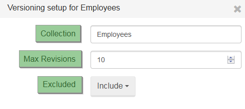 Figure 2. Settings. Versioning setup.