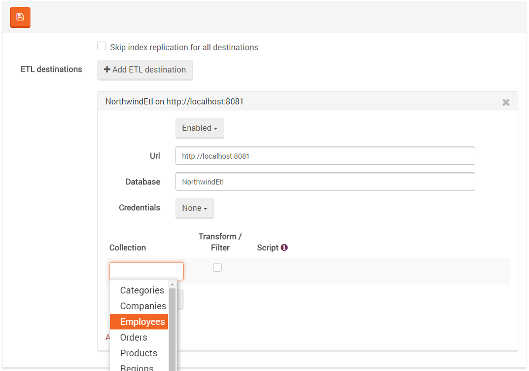 Figure 3. Settings. ETL. Choose Collection.