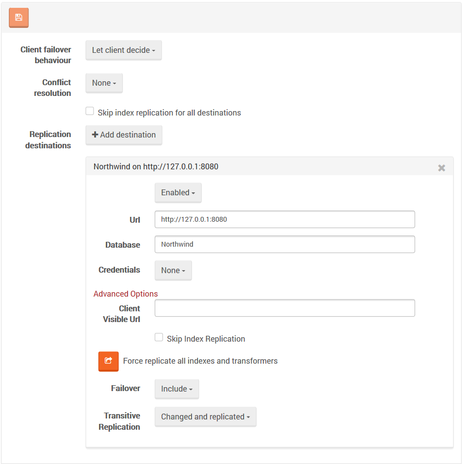 Figure 3. Settings. Replication. Replication Destination.