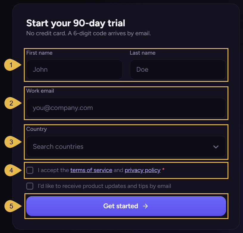 Sign-up form
