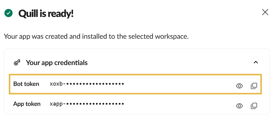 Your app credentials