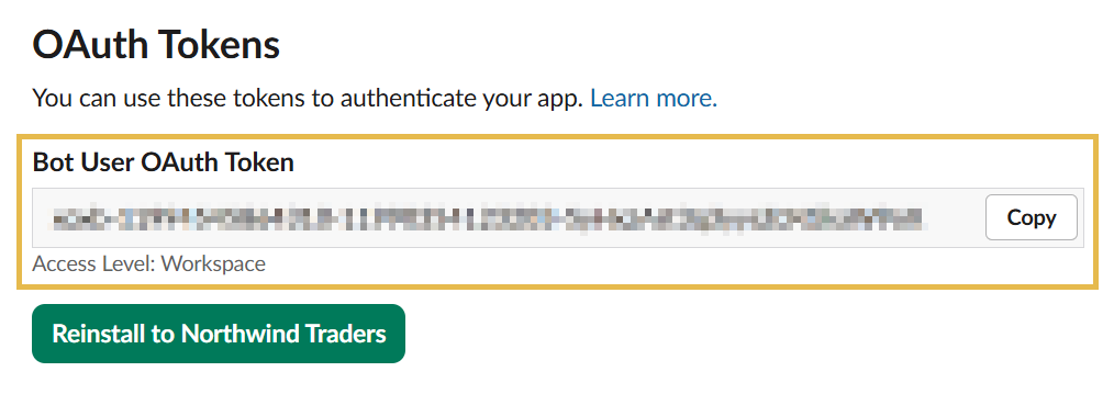 The Bot User OAuth Token