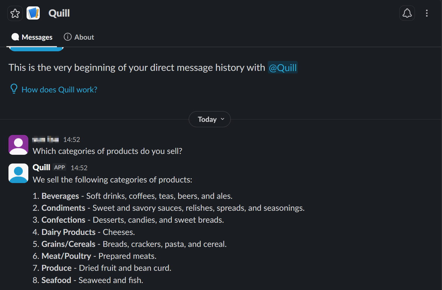 A conversation with the bot