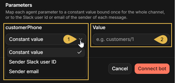 Choosing a source for a parameter
