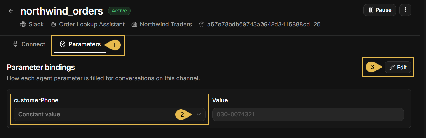The Parameters tab