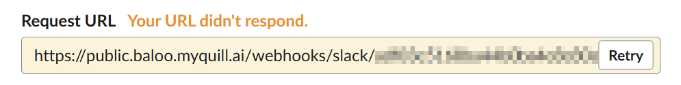 The Request URL field after a failed verification